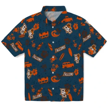 bowling green falcons beach vibe navy hawaiian shirts best selling