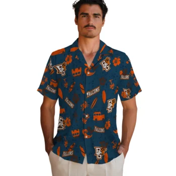 bowling green falcons beach vibe navy hawaiian shirts fashion forward