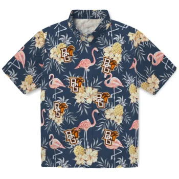 bowling green falcons flamingo hibiscus navy hawaiian shirts best selling