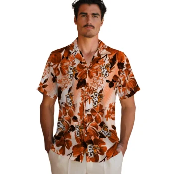 bowling green falcons hibiscus arrangement orange hawaiian shirts fashion forward