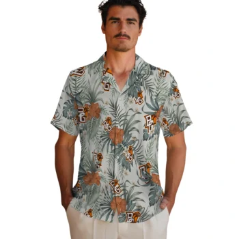 bowling green falcons hibiscus designs beige hawaiian shirts fashion forward