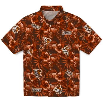 bowling green falcons hibiscus exotic orange hawaiian shirts best selling