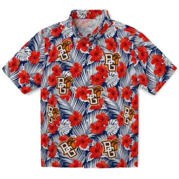 bowling green falcons hibiscus fiesta red royal blue hawaiian shirts best selling