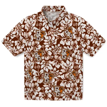 bowling green falcons hibiscus motif orange white hawaiian shirts best selling