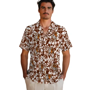 bowling green falcons hibiscus motif orange white hawaiian shirts fashion forward