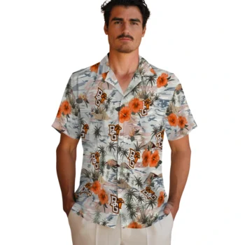bowling green falcons hibiscus seaside white hawaiian shirts fashion forward