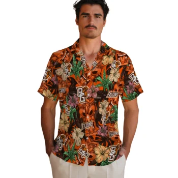 bowling green falcons tiki jungle orange hawaiian shirts fashion forward