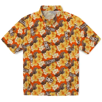 bowling green falcons hibiscus tropics orange yellow hawaiian shirts best selling
