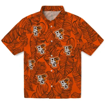 bowling green falcons leaf outline orange hawaiian shirts best selling
