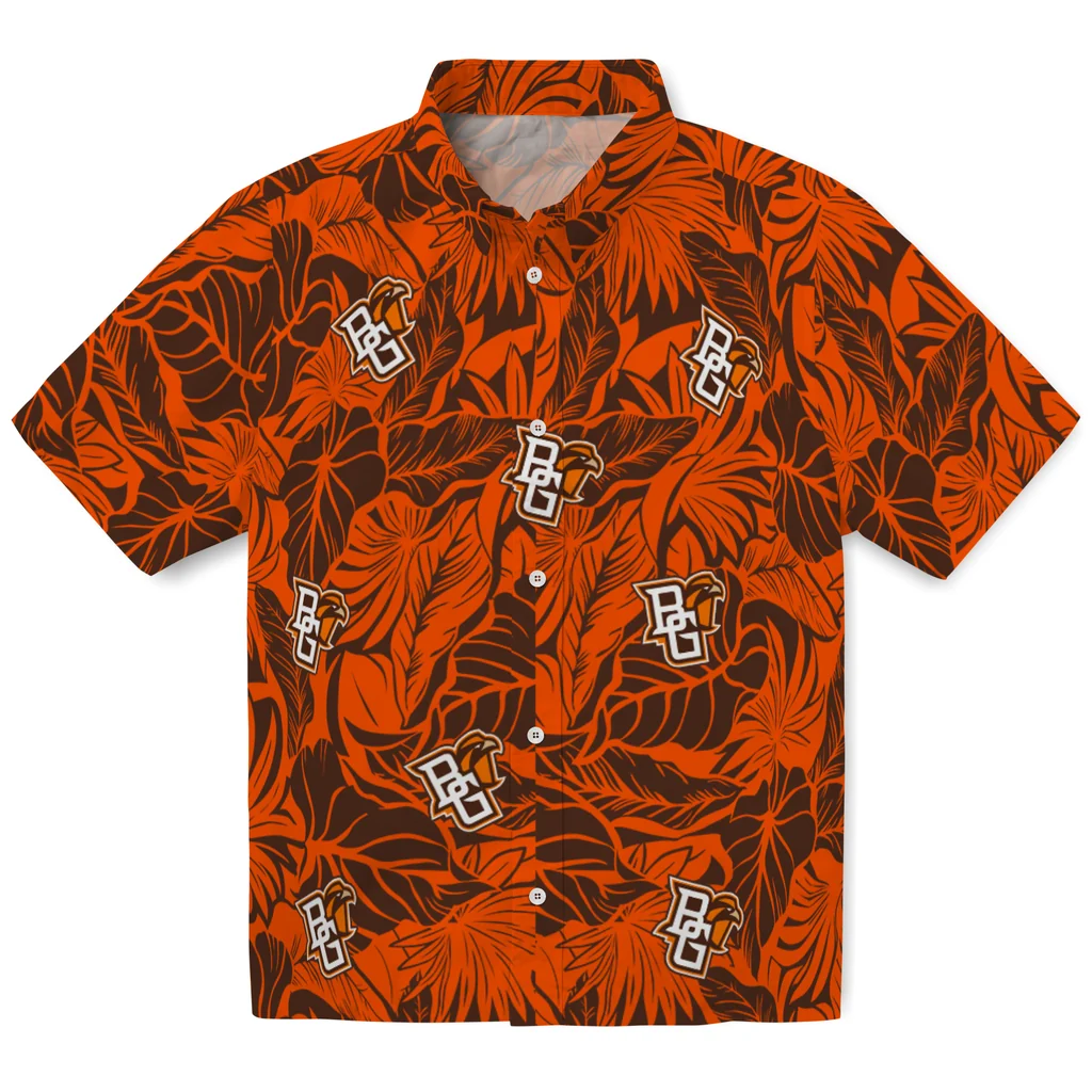 Bowling Green Falcons Hawaiian Shirt - Monstera Layer bowling green falcons monstera layer orange hawaiian shirts best selling