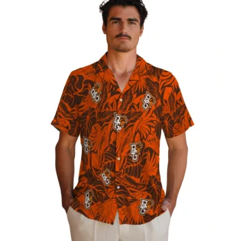 bowling green falcons monstera layer orange hawaiian shirts fashion forward