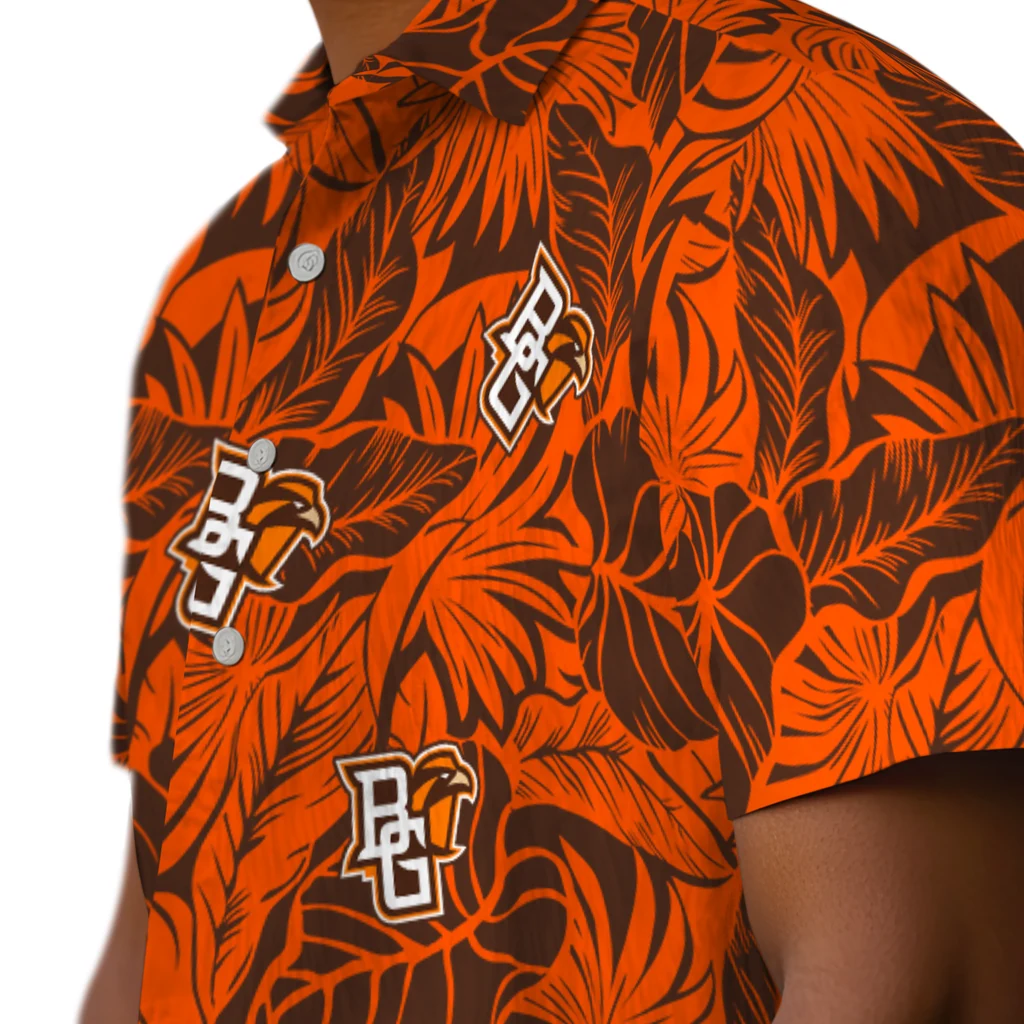 Bowling Green Falcons Hawaiian Shirt - Monstera Layer bowling green falcons monstera layer orange hawaiian shirts trendy