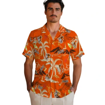 bowling green falcons palm tree island orange hawaiian shirts fashion forward