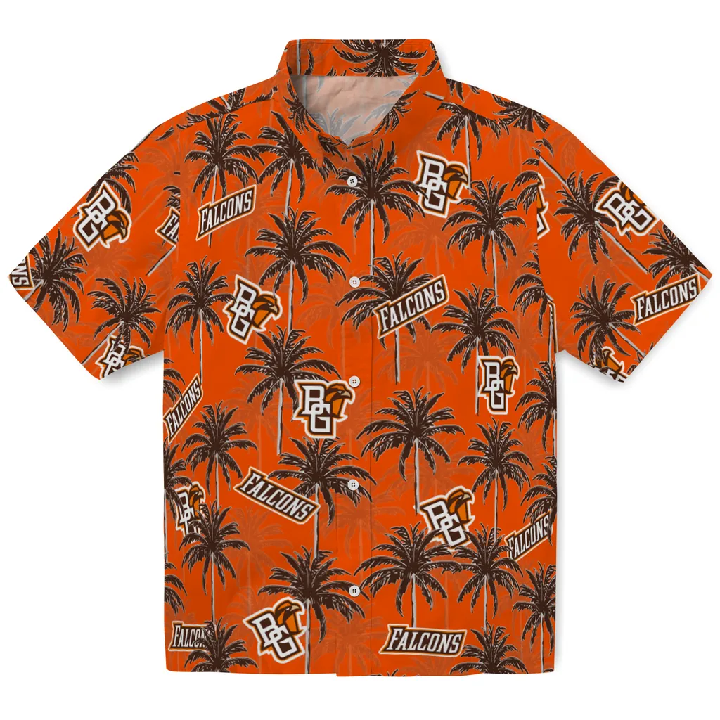 Bowling Green Falcons Hawaiian Shirt - Palm Tree Motif bowling green falcons palm grove orange hawaiian shirts best selling