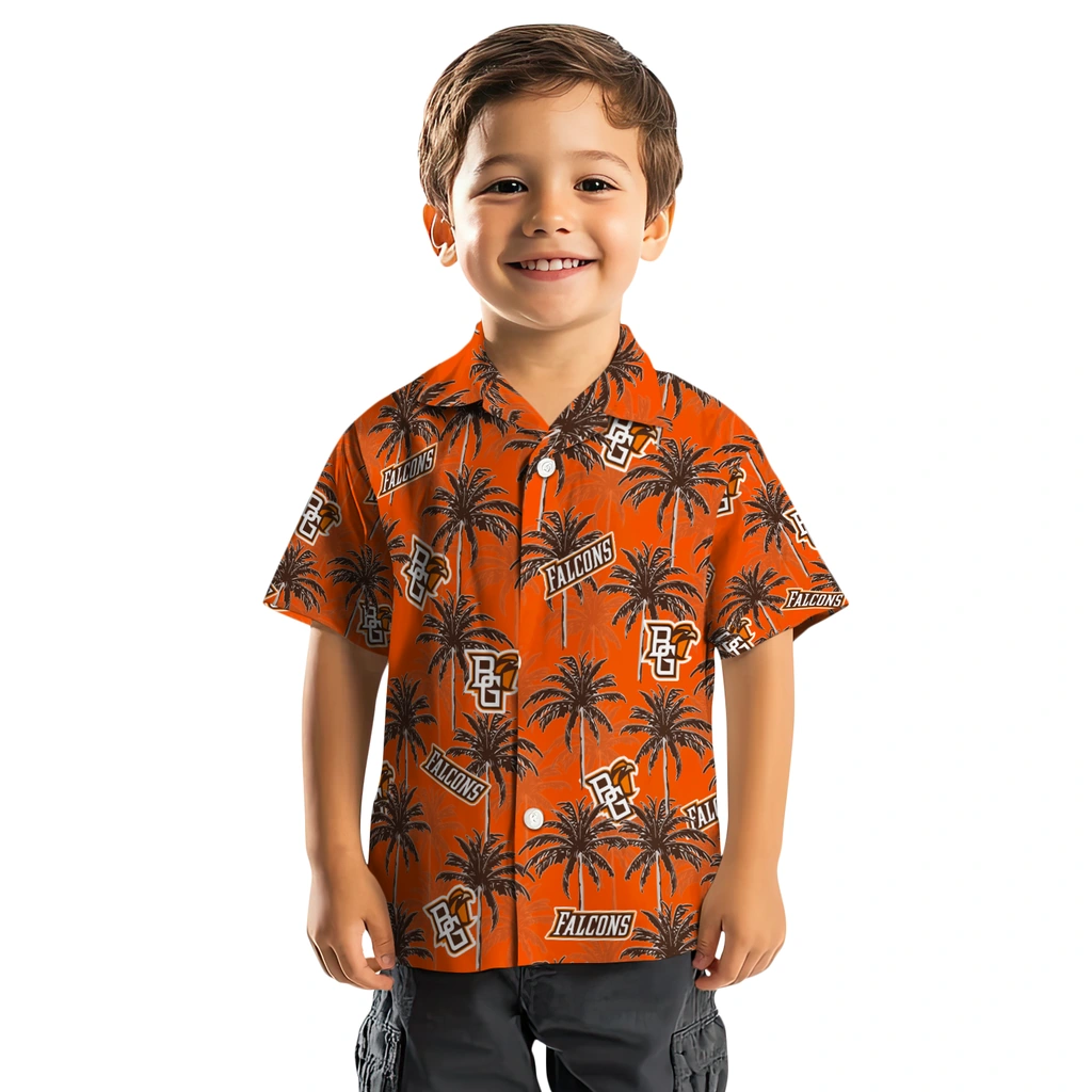 Bowling Green Falcons Hawaiian Shirt - Palm Tree Motif bowling green falcons palm grove orange hawaiian shirts top rated