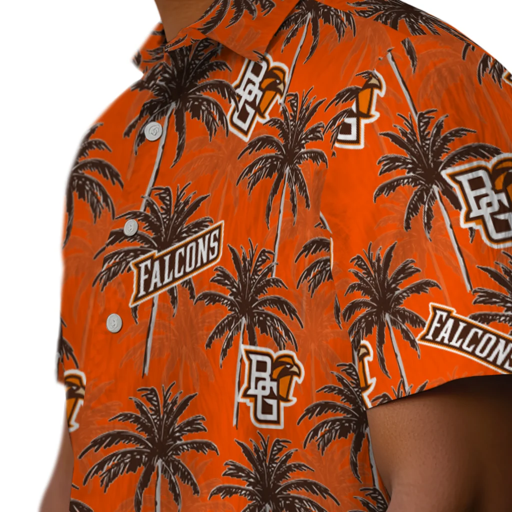 Bowling Green Falcons Hawaiian Shirt - Palm Tree Motif bowling green falcons palm grove orange hawaiian shirts trendy
