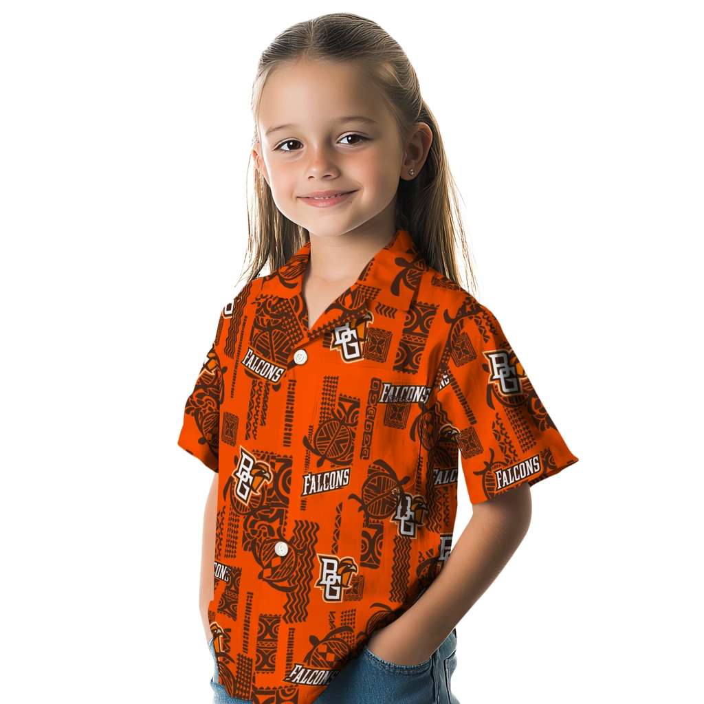 Bowling Green Falcons Hawaiian Shirt - Turtle Lines bowling green falcons turtle lines orange hawaiian shirts premium grade