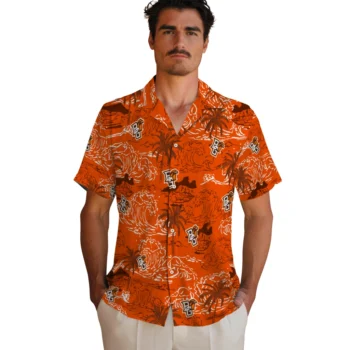 bowling green falcons wave palm orange hawaiian shirts fashion forward