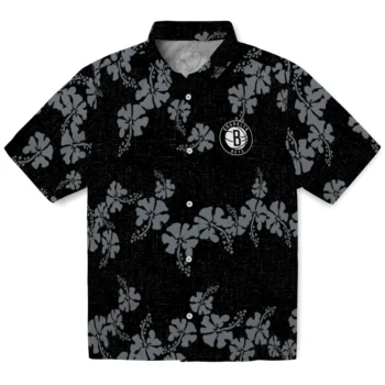 brooklyn nets hibiscus petals black hawaiian shirts best selling