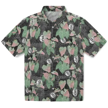brooklyn nets anthurium overlay black hawaiian shirts best selling