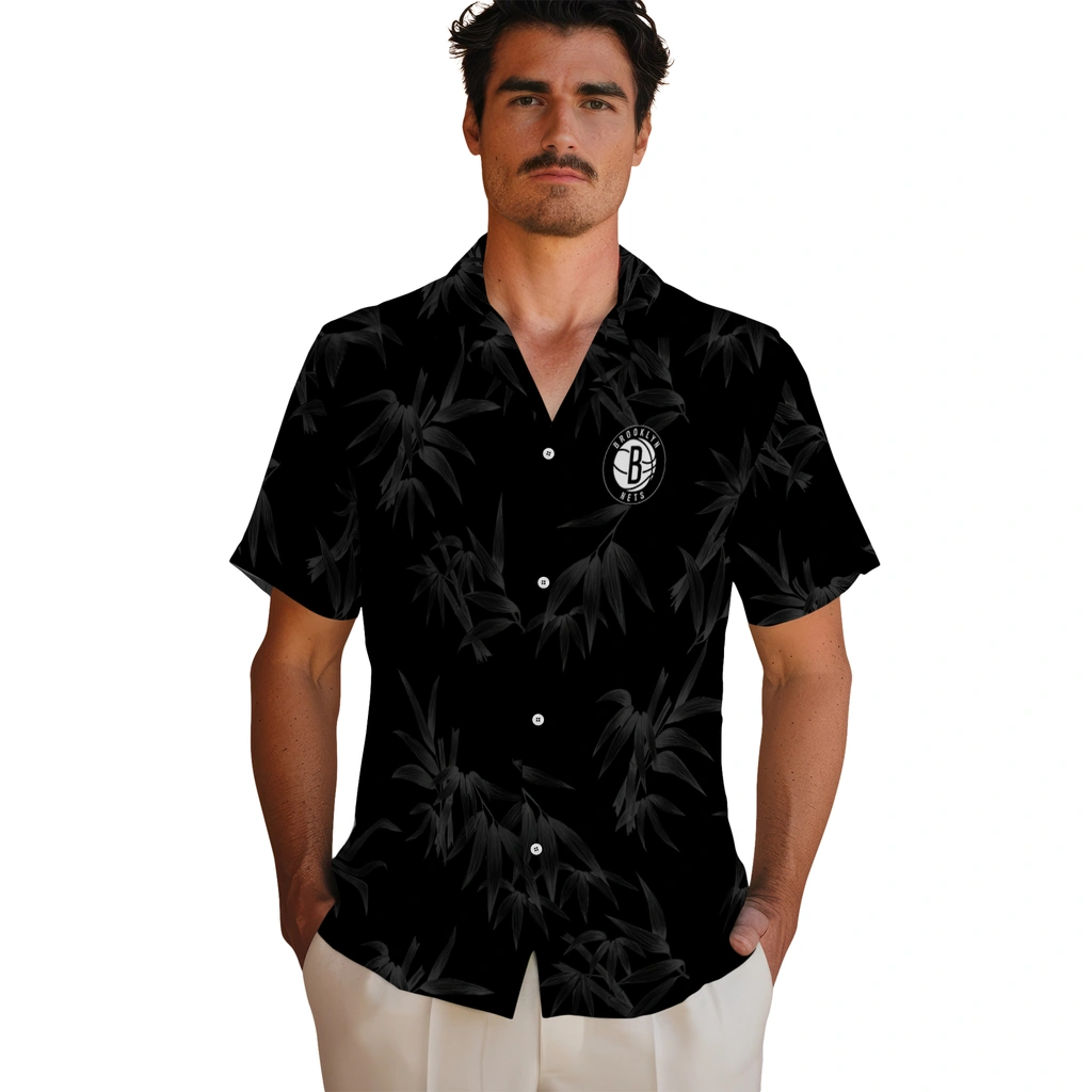 Brooklyn Nets Hawaiian Shirt - Bamboo Branches brooklyn nets bamboo branches black hawaiian shirts fashion forward