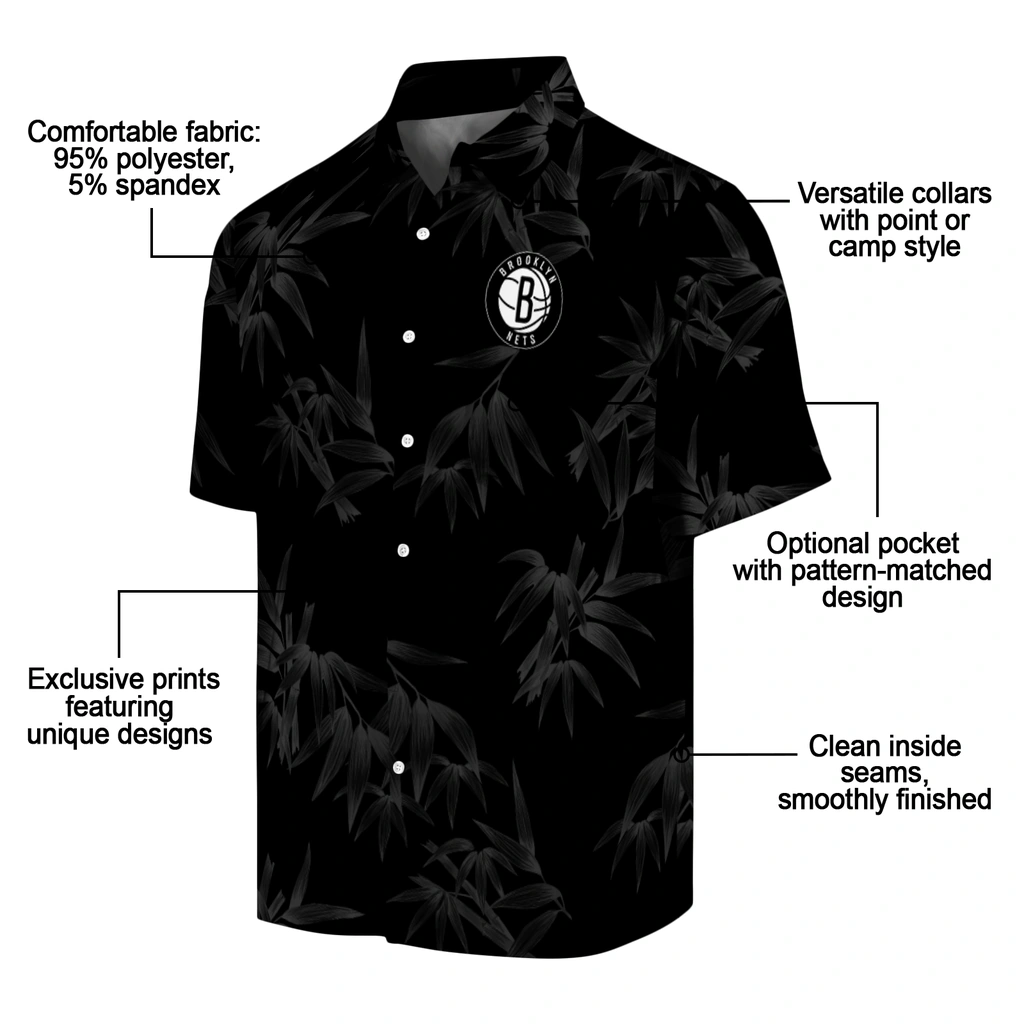 Brooklyn Nets Hawaiian Shirt - Bamboo Branches brooklyn nets bamboo branches black hawaiian shirts new arrival