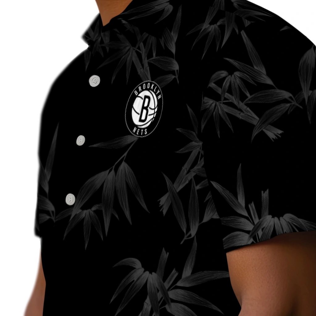 Brooklyn Nets Hawaiian Shirt - Bamboo Branches brooklyn nets bamboo branches black hawaiian shirts trendy