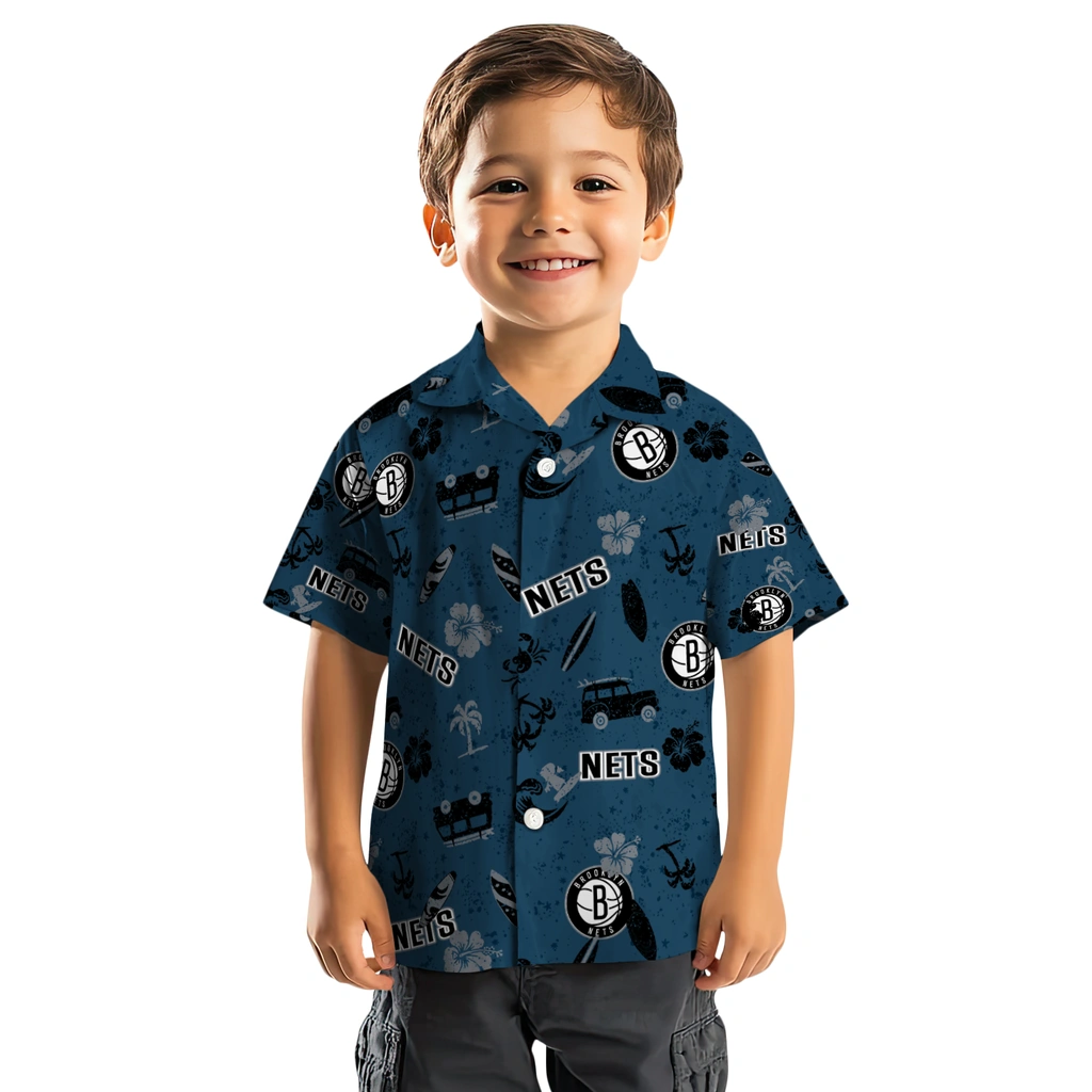 Brooklyn Nets Hawaiian Shirt - Beach Vibe brooklyn nets beach vibe navy hawaiian shirts top rated