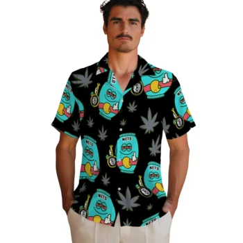 brooklyn nets bong smile black hawaiian shirts fashion forward