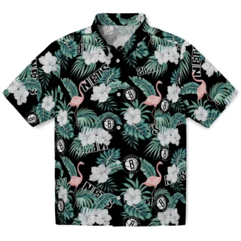brooklyn nets flamingo palms black hawaiian shirts best selling