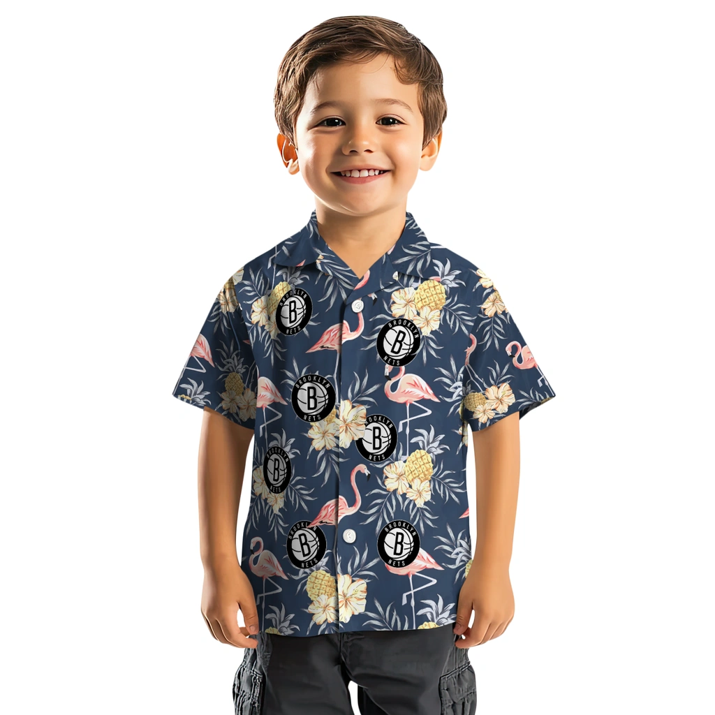 Brooklyn Nets Hawaiian Shirt - Flamingo Hibiscus brooklyn nets flamingo hibiscus navy hawaiian shirts top rated