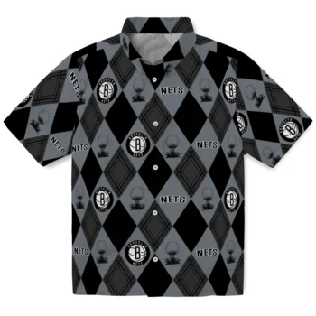 brooklyn nets balloon plaid black hawaiian shirts best selling