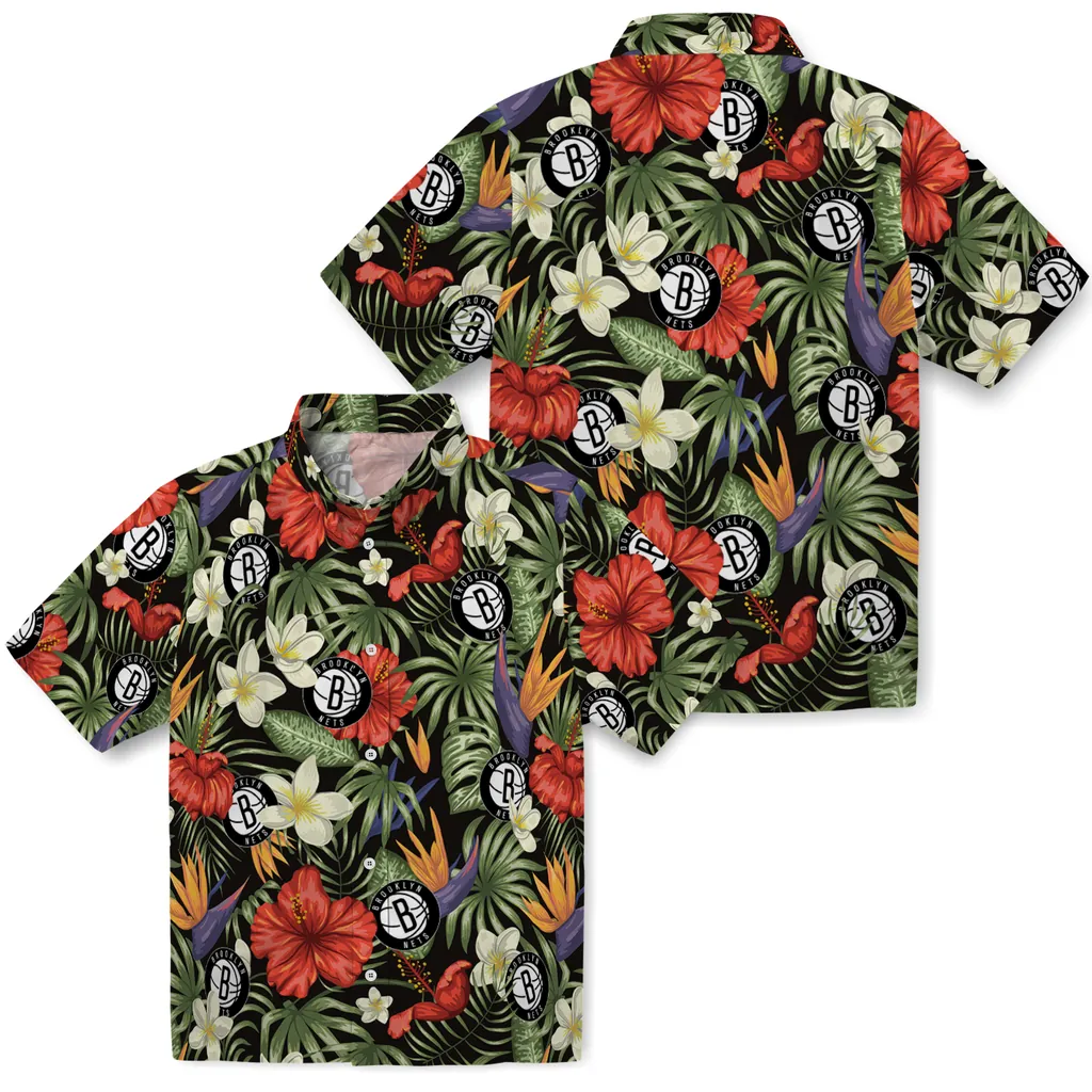 Brooklyn Nets Hawaiian Shirt - Hawaii Floral Hibiscus brooklyn nets hibiscus bird hawaiian shirts high quality