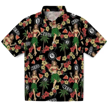 brooklyn nets hawaiian girls design black hawaiian shirts best selling