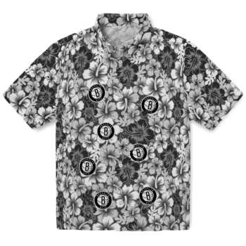 brooklyn nets hibiscus blooms black hawaiian shirts best selling