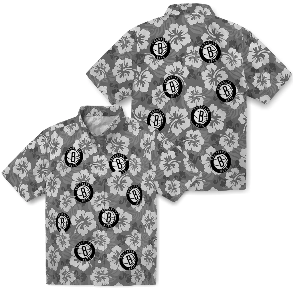Brooklyn Nets Hawaiian Shirt - Hibiscus Cluster brooklyn nets hibiscus cluster black hawaiian shirts high quality