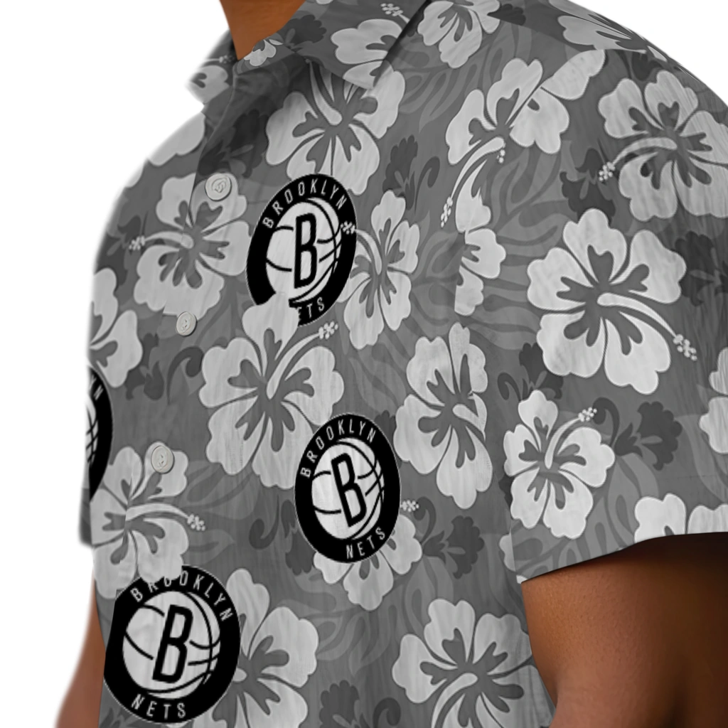 Brooklyn Nets Hawaiian Shirt - Hibiscus Cluster brooklyn nets hibiscus cluster black hawaiian shirts trendy