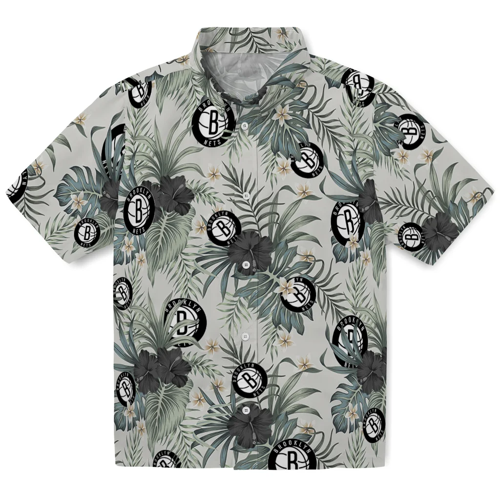 Brooklyn Nets Hawaiian Shirt - Hibiscus Designs brooklyn nets hibiscus designs beige hawaiian shirts best selling