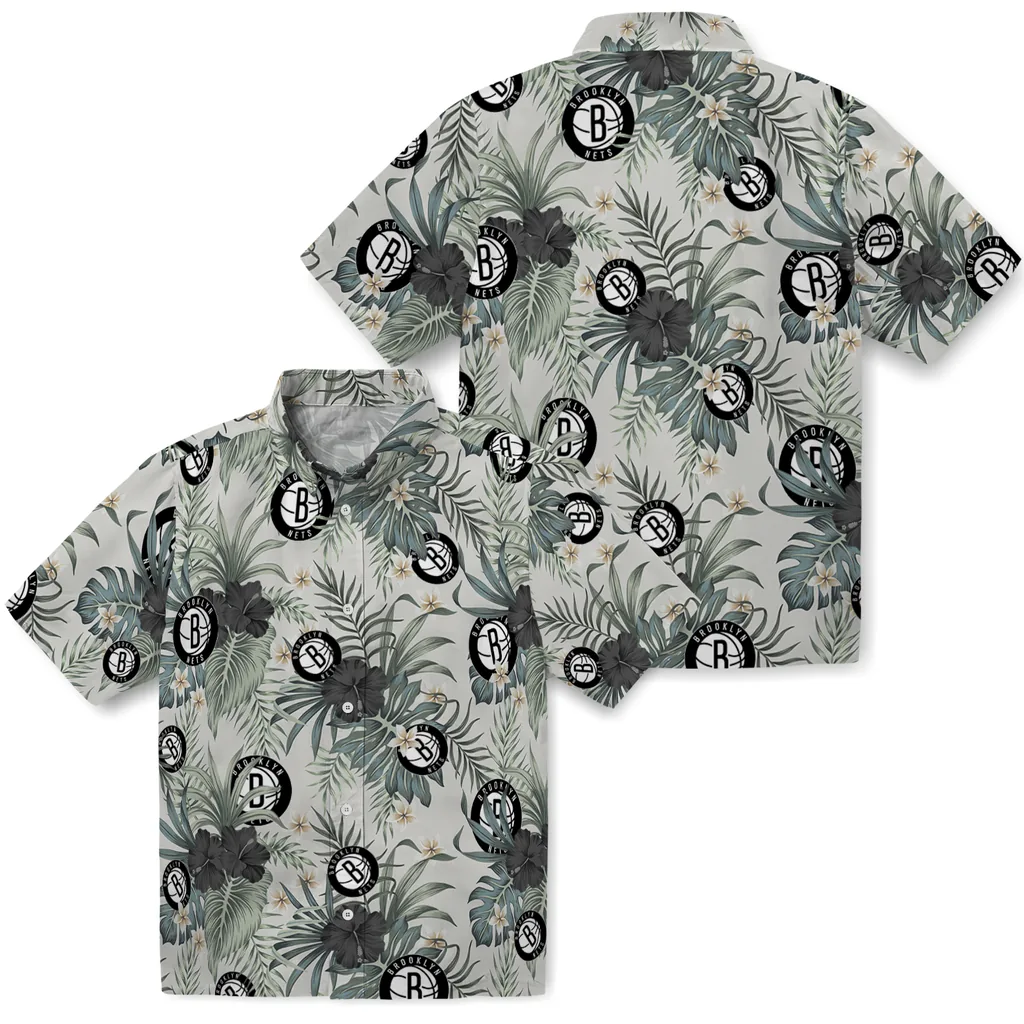 Brooklyn Nets Hawaiian Shirt - Hibiscus Designs brooklyn nets hibiscus designs beige hawaiian shirts high quality