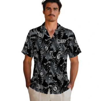 brooklyn nets hibiscus exotic black hawaiian shirts fashion forward