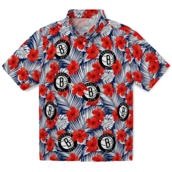 brooklyn nets hibiscus fiesta red royal blue hawaiian shirts best selling