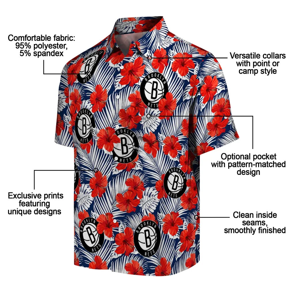 Brooklyn Nets Hawaiian Shirt - Hibiscus Fiesta brooklyn nets hibiscus fiesta red royal blue hawaiian shirts new arrival