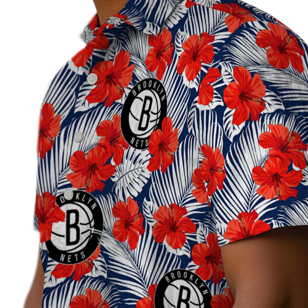 Brooklyn Nets Hawaiian Shirt - Hibiscus Fiesta brooklyn nets hibiscus fiesta red royal blue hawaiian shirts trendy