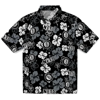 brooklyn nets hibiscus bloom black hawaiian shirts best selling
