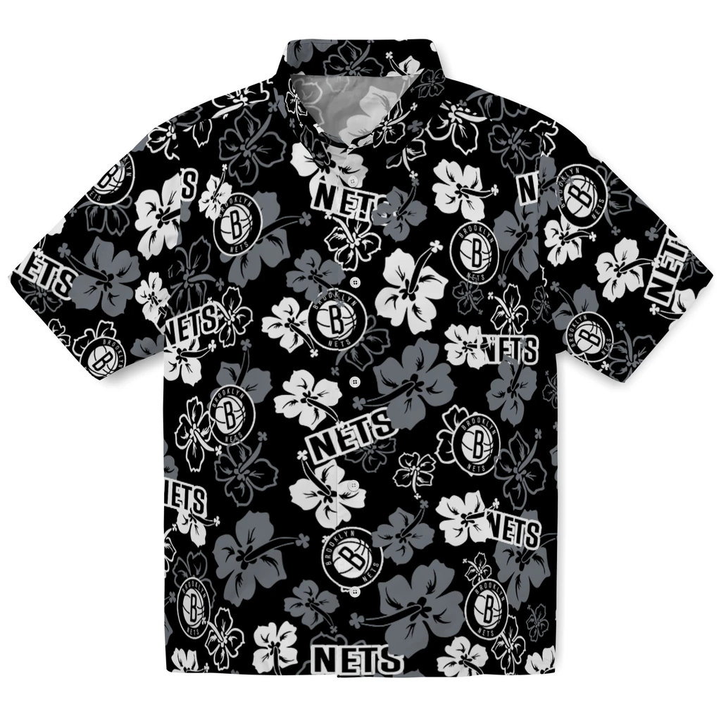 Brooklyn Nets Hawaiian Shirt - Hibiscus Flower Design brooklyn nets hibiscus bloom black hawaiian shirts best selling