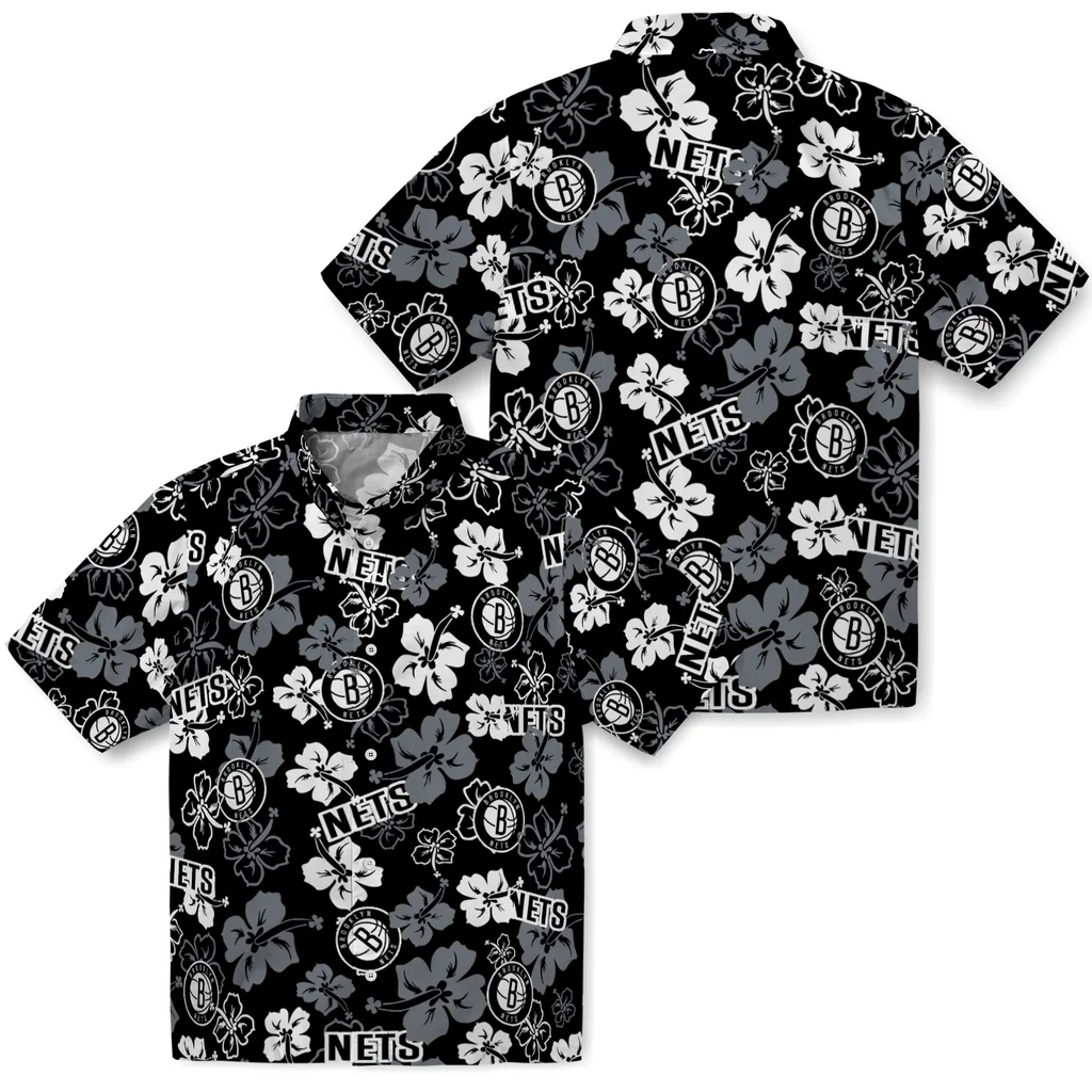 Brooklyn Nets Hawaiian Shirt - Hibiscus Flower Design brooklyn nets hibiscus bloom black hawaiian shirts high quality