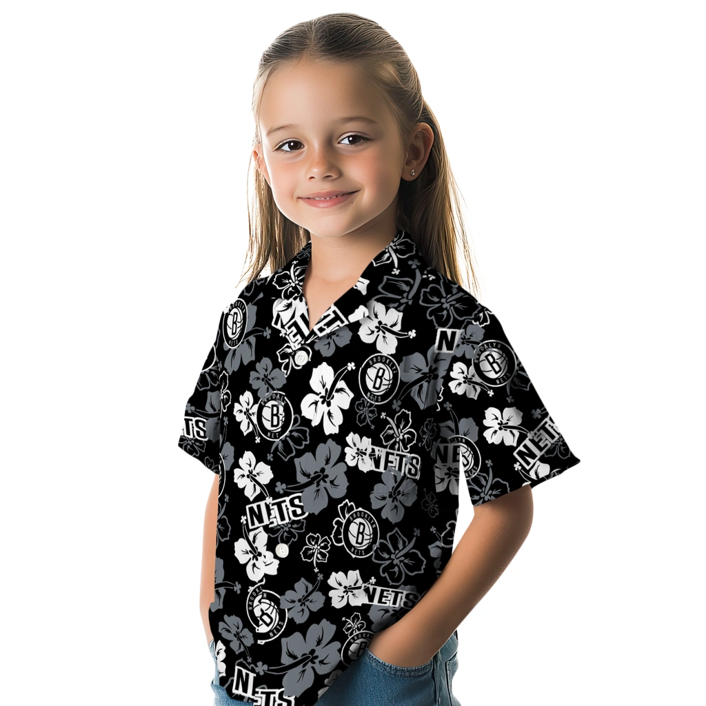 Brooklyn Nets Hawaiian Shirt - Hibiscus Flower Design brooklyn nets hibiscus bloom black hawaiian shirts premium grade