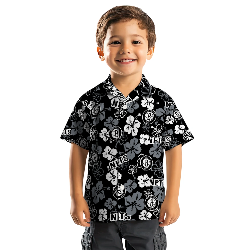 Brooklyn Nets Hawaiian Shirt - Hibiscus Flower Design brooklyn nets hibiscus bloom black hawaiian shirts top rated