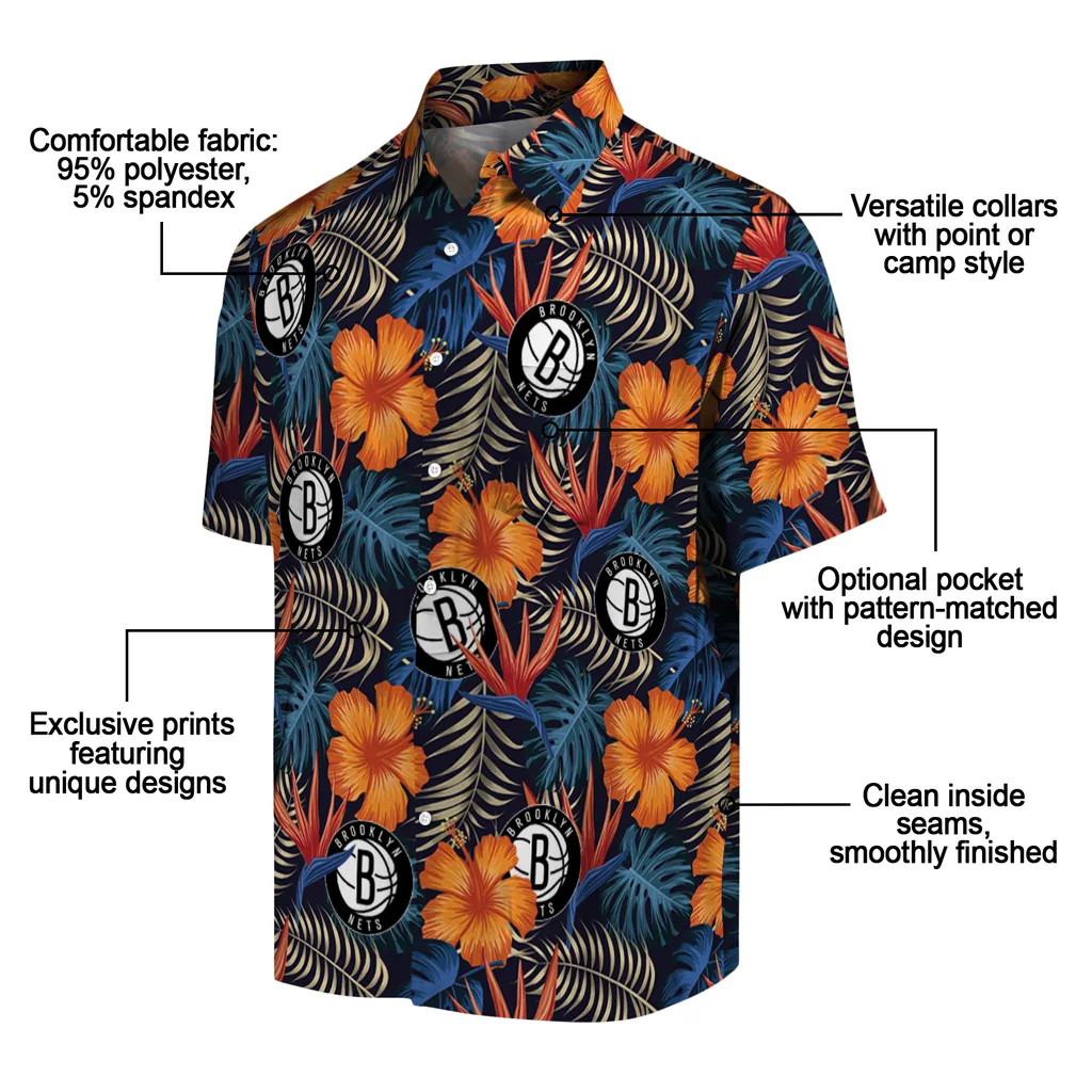 Brooklyn Nets Hawaiian Shirt - Hibiscus Foliage brooklyn nets hibiscus foliage hawaiian shirts new arrival