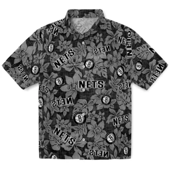 brooklyn nets hibiscus oasis black hawaiian shirts best selling